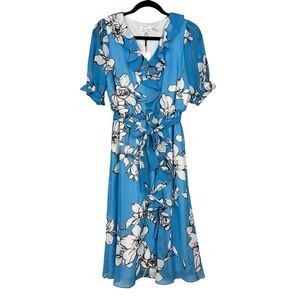 Calvin Klein Floral Printed Chiffon Dress - Size XS